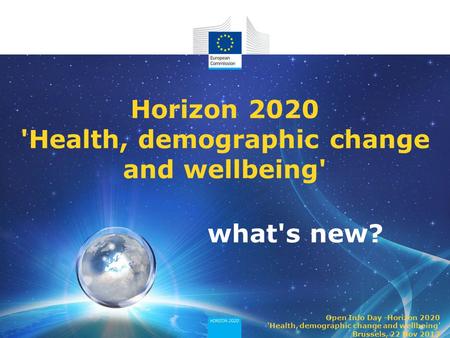 Horizon 2020 'Health, demographic change and wellbeing'