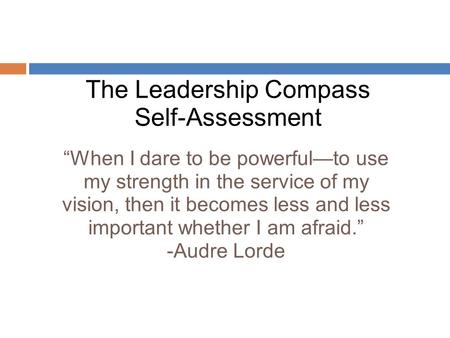 The Leadership Compass Self-Assessment