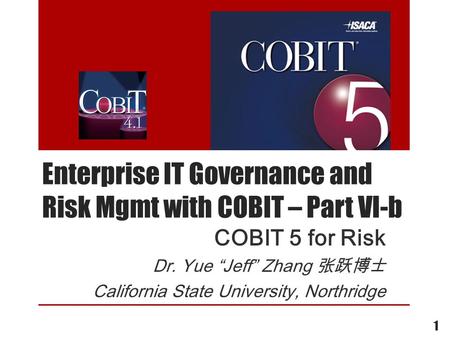 Enterprise IT Governance and Risk Mgmt with COBIT – Part VI-b