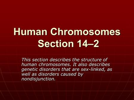 Human Chromosomes Section 14–2