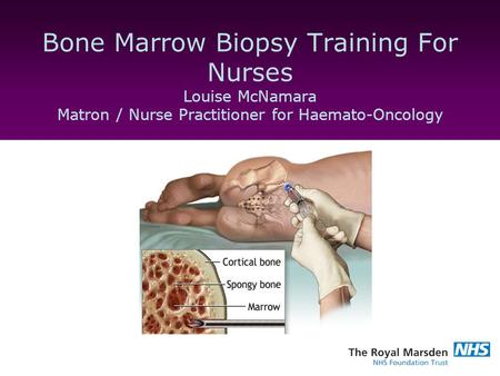 Bone Marrow Biopsy Training For Nurses Louise McNamara Matron / Nurse Practitioner for Haemato-Oncology.