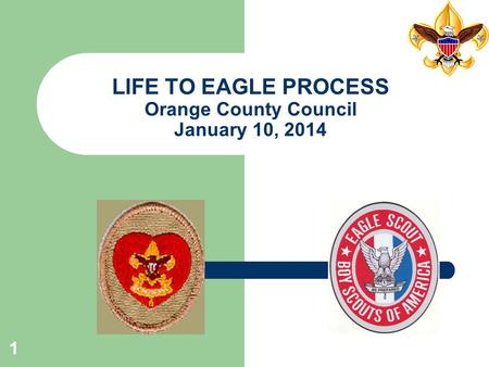 1 LIFE TO EAGLE PROCESS Orange County Council January 10, 2014.