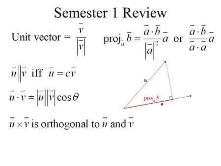 Semester 1 Review Unit vector =. A line that contains the point P(x 0,y 0,z 0 ) and direction vector : parametric symmetric.