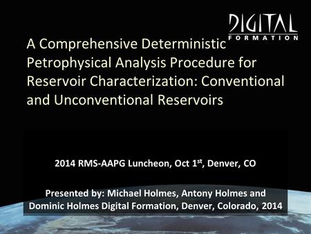 2014 RMS-AAPG Luncheon, Oct 1st, Denver, CO