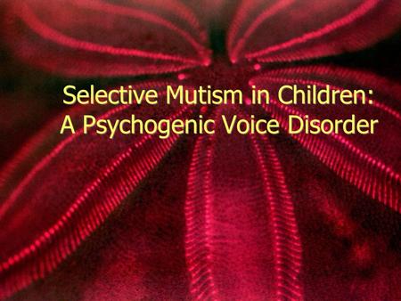 Selective Mutism in Children: A Psychogenic Voice Disorder.