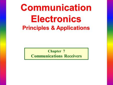 Principles & Applications Communications Receivers