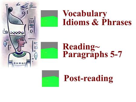 Vocabulary Idioms & Phrases Reading~ Paragraphs 5-7 Post-reading.