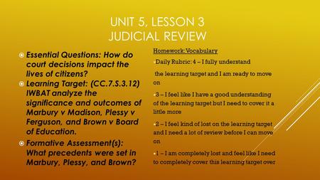 Unit 5, Lesson 3 Judicial Review