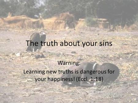 The truth about your sins Warning: Learning new truths is dangerous for your happiness! (Eccl. 1:18)