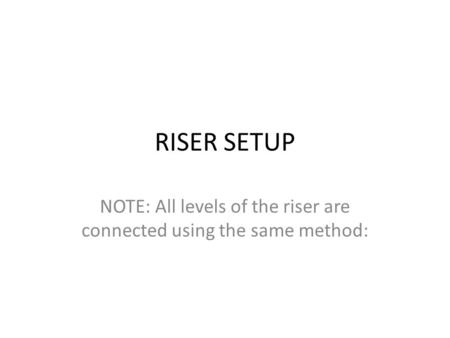 RISER SETUP NOTE: All levels of the riser are connected using the same method: