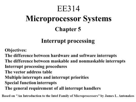EE314 Microprocessor Systems