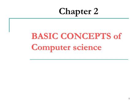1 Chapter 2 BASIC CONCEPTS of Computer science. 2 1.1 OBJECTIVES define a computer identify characteristics of computer know the origin and evolution.