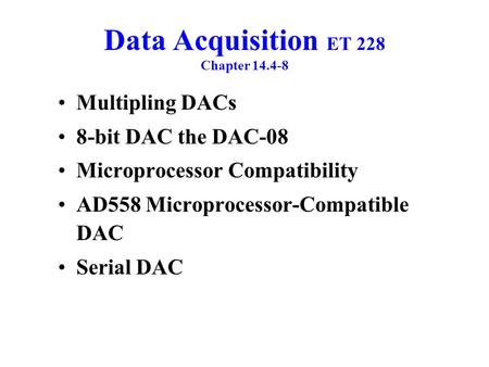 Data Acquisition ET 228 Chapter