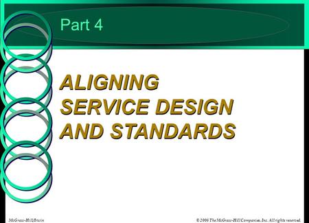 © 2006 The McGraw-Hill Companies, Inc. All rights reserved.McGraw-Hill/Irwin Part 4 ALIGNING SERVICE DESIGN AND STANDARDS.