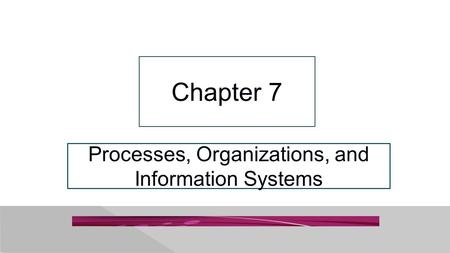 Processes, Organizations, and Information Systems
