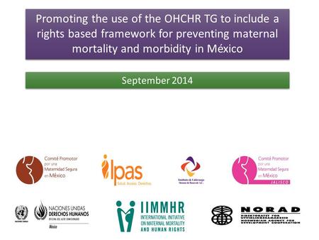 Promoting the use of the OHCHR TG to include a rights based framework for preventing maternal mortality and morbidity in México September 2014.