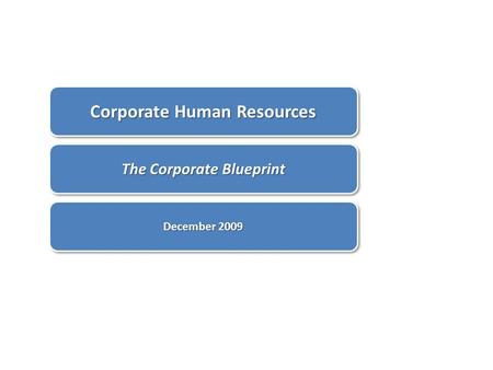 Corporate Human Resources The Corporate Blueprint December 2009.