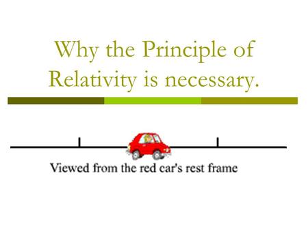 Why the Principle of Relativity is necessary..