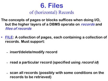 6. Files of (horizontal) Records