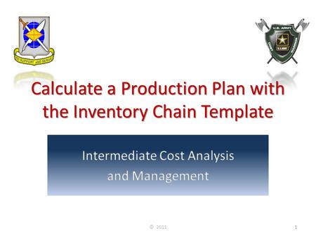Calculate a Production Plan with the Inventory Chain Template © 20111.