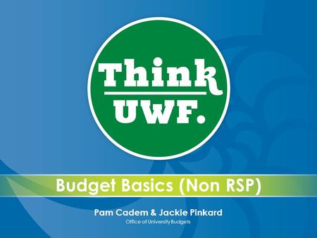 Budget Basics (Non RSP) Pam Cadem & Jackie Pinkard Office of University Budgets.