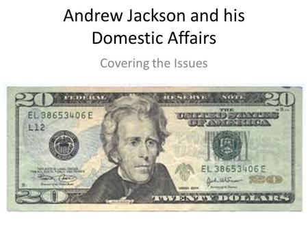 Andrew Jackson and his Domestic Affairs