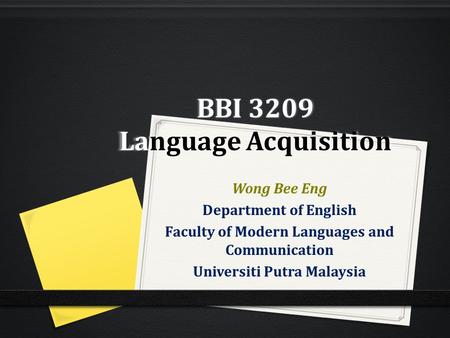 BBI 3209 Language Acquisition
