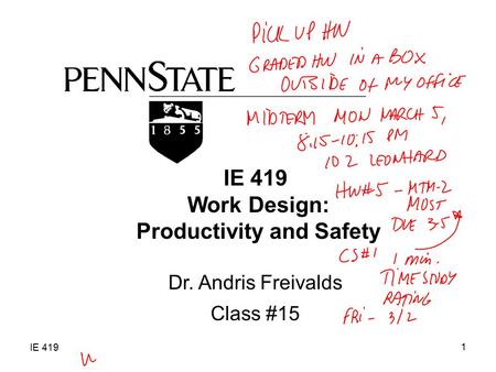 Work Design: Productivity and Safety