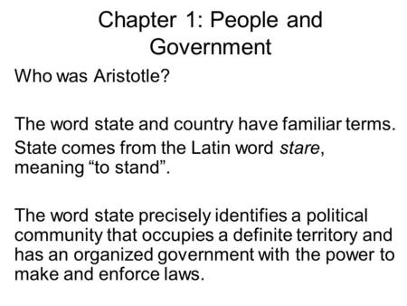 Chapter 1: People and Government