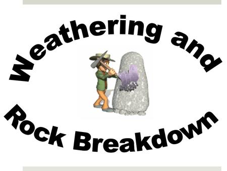 Objective  Students will have an understanding of how rocks change due to weathering.