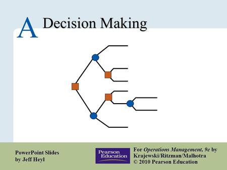 A – 1 Copyright © 2010 Pearson Education, Inc. Publishing as Prentice Hall. Decision Making A For Operations Management, 9e by Krajewski/Ritzman/Malhotra.