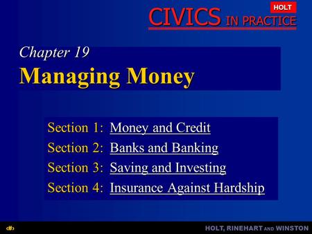 Chapter 19 Managing Money