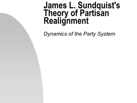 James L. Sundquist's Theory of Partisan Realignment Dynamics of the Party System.