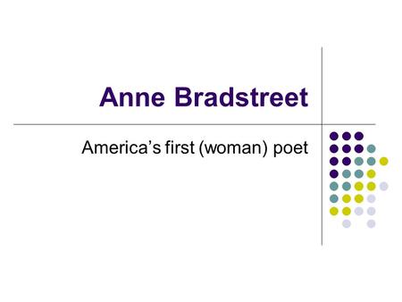 America’s first (woman) poet