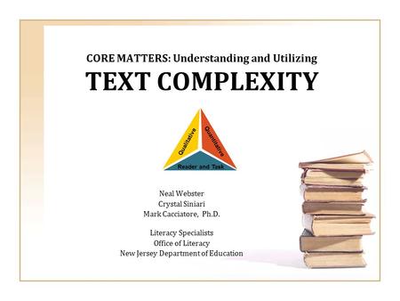 CORE MATTERS: Understanding and Utilizing TEXT COMPLEXITY
