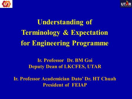 Understanding of Terminology & Expectation for Engineering Programme