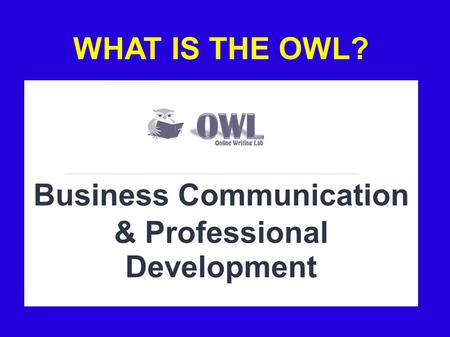 WHAT IS THE OWL? Business Communication & Professional Development.