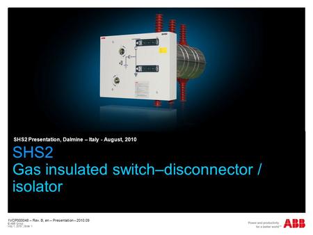 SHS2 Gas insulated switch–disconnector / isolator