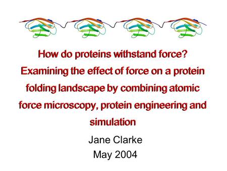 Jane Clarke May 2004 How do proteins withstand force? Examining the effect of force on a protein folding landscape by combining atomic force microscopy,