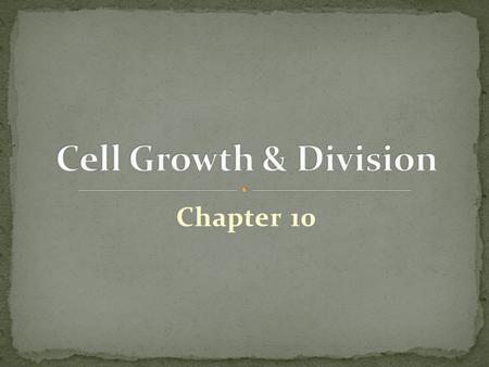 Cell Growth & Division Chapter 10.