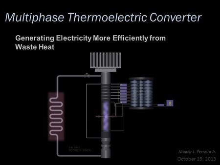 Multiphase Thermoelectric Converter Moacir L. Ferreira Jr. October 29, 2013 Generating Electricity More Efficiently from Waste Heat pat. pend.: PCT/IB2011/054511.