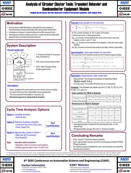 CASE 2010 Analysis of Circular Cluster Tools: Transient Behavior and Semiconductor Equipment Models Analysis of Circular Cluster Tools: Transient Behavior.