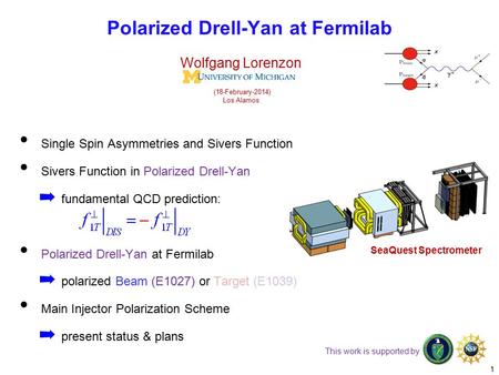 Single Spin Asymmetries and Sivers Function Sivers Function in Polarized Drell-Yan ➡ fundamental QCD prediction: Polarized Drell-Yan at Fermilab ➡ polarized.
