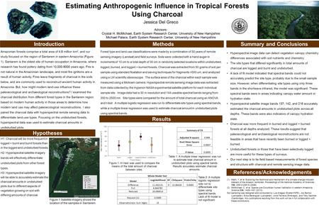Estimating Anthropogenic Influence in Tropical Forests Using Charcoal Introduction Jessica Del Greco Advisors: Crystal H. McMichael, Earth System Research.