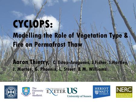 CYCLOPS: Modelling the Role of Vegetation Type & Fire on Permafrost Thaw Aaron Thierry, C. Estop-Aragones, J.Fisher, I.Hartley, J. Murton, G. Phoenix,