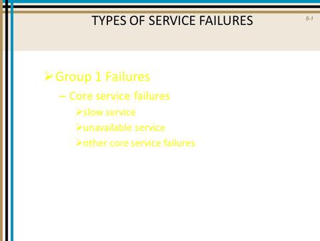 TYPES OF SERVICE FAILURES