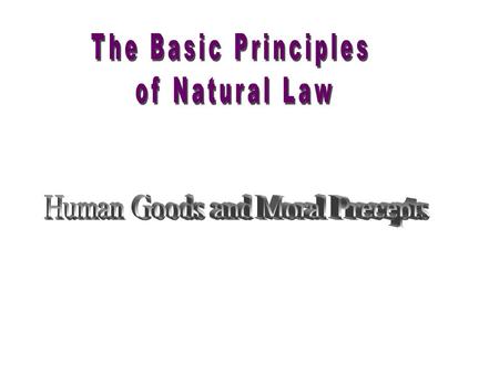 Human Goods and Moral Precepts