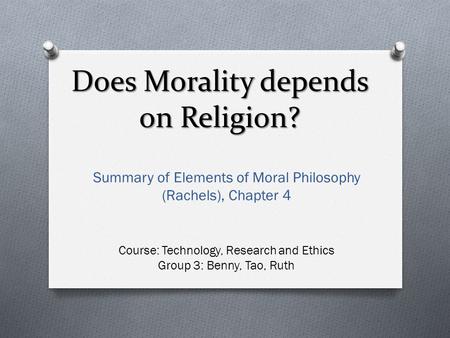 Does Morality depends on Religion?