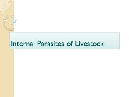 Internal Parasites of Livestock