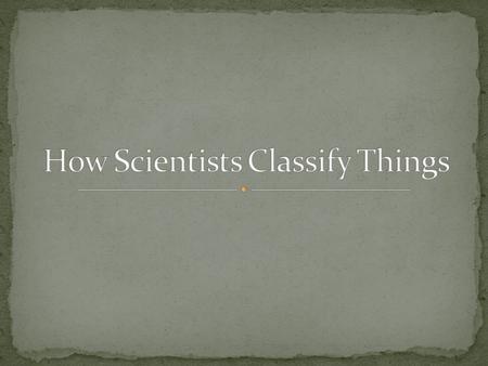 How Scientists Classify Things